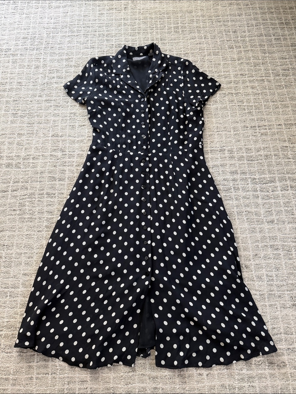 Kate Hill Silk Button-down Polkadot Dress, 12 vintage style